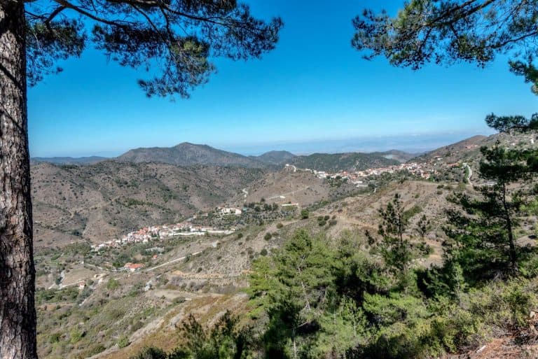 Farmakas village in the Troodos Mountains Cyprus with scenic countryside views