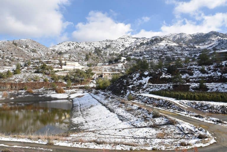 Restaurant in Troodos Mountains at Ierambelos Farmakas with vineyard views and estate wine dining